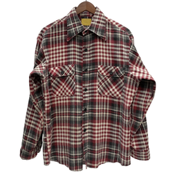 【曜日割引対象外】 ヴィンテージ vintage Sears 70's プリントネルチェックシャツ 長袖シャツ レッド 201MT-4675 VB