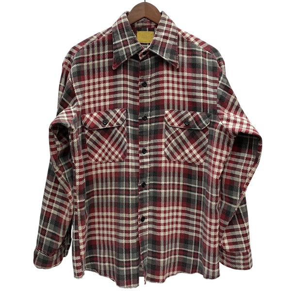 【曜日割引対象外】 ヴィンテージ vintage Sears 70's プリントネルチェックシャツ 長袖シャツ レッド 201MT-4675 VB