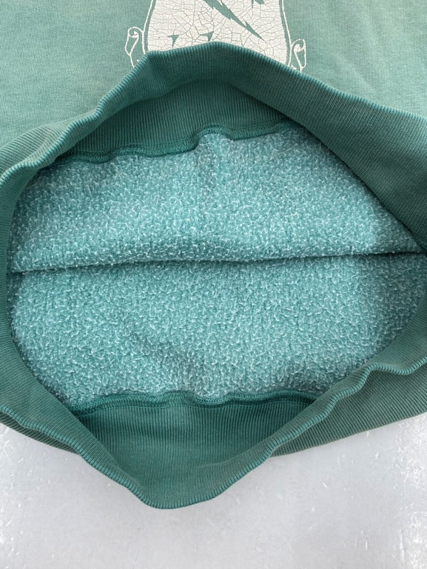 ダブルアールエル RRL PRINT LOGO SWEAT SHIRT プリント ロゴ スウェット シャツ トレーナー 加工 長袖 Ralph Lauren 緑 スウェット プリント グリーン Sサイズ 104MT-1487