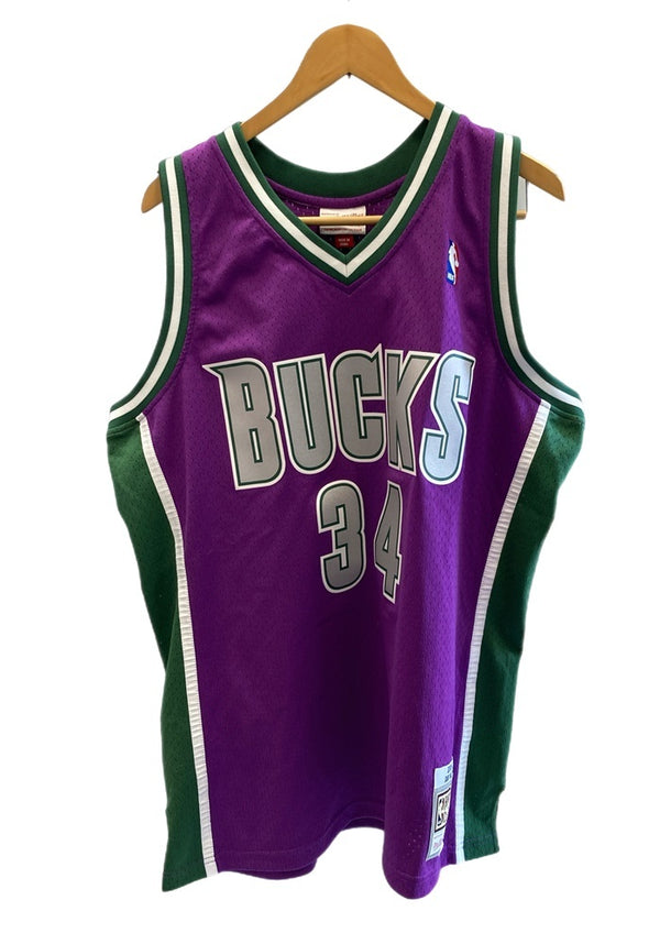 ミッチェル＆ネス Mitchell & Ness NBA ゲームシャツ メッシュタンク タンクトップ バスケ BUCKS RAY ALLEN 34 XL ノースリーブ パープル LLサイズ 101MT-3235