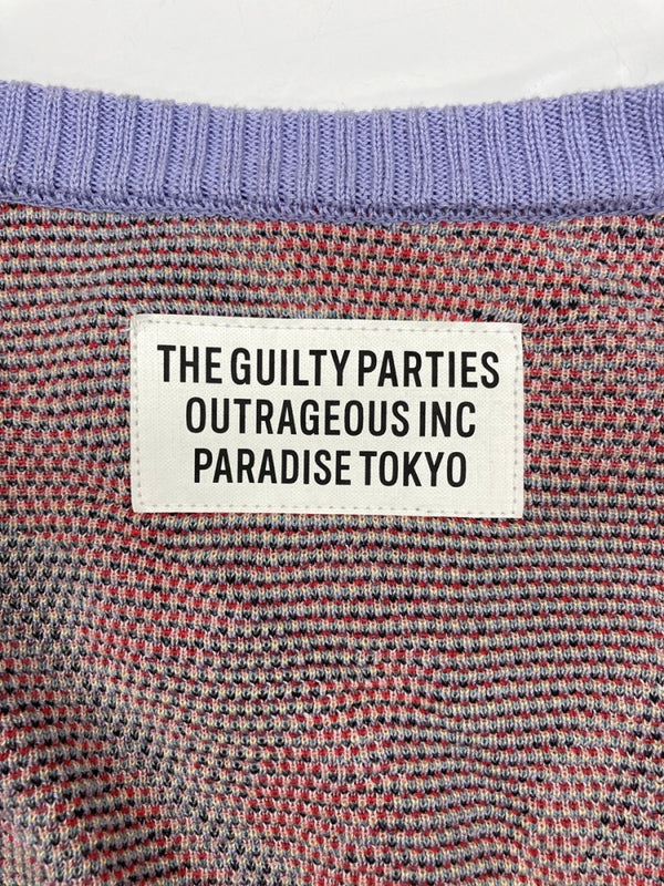 ワコマリア WACKO MARIA × TIM LEHI ティム リーハイ JACQUARD CARDIGAN ジャガード カーディガン スカル 髑髏 虎柄 龍柄 ニット カーディガン 総柄 マルチカラー Mサイズ 104MT-1749