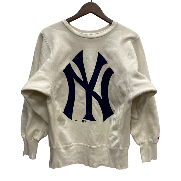 【曜日割引対象外】 チャンピオン Champion 90's USA製 YANKEES 両面プリント スウェット ホワイト Mサイズ 201MT-4651 VB