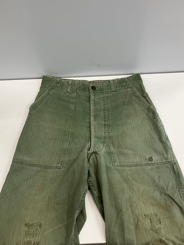 ミリタリー Military 40's~50's 40～50年代 US ARMY M-47 HBT 米軍 ベイカーパンツ アジャスター VINTAGE ヴィンテージ カーゴパンツ カーキ - 101MB-713