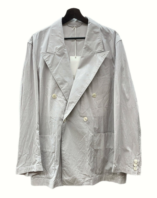 ヨーク YOKE 22SS STRIPE DOUBLE BRESTED SHIRT JACKET ストライプ ダブル ブレスト シャツ ジャケット テーラード 灰 YK22SS0331J サイズ 3 ジャケット ストライプ グレー 104MT-1128
