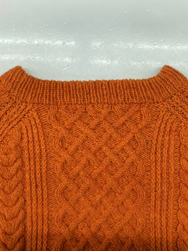 インバーアラン INVERALLAN Cable Knit ケーブル ニット セーター カーディガン クルーネック セーター 無地 オレンジ 104MT-880