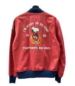 バズリクソンズ BUZZ RICKSON'S × PEANUTS ピーナッツ TOUR JACKET ツアー ジャケット スヌーピー アウター ロゴ 刺繍 赤 BR14073 サイズ 38 ジャケット キャラクター レッド 104MT-1295