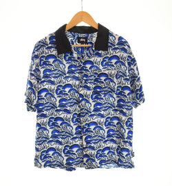 ステューシー STUSSY 20SS CORAL PATTERN SHIRT オープンカラー 開襟 レーヨン サンゴ 柄 半袖シャツ ブルー Mサイズ 103MT-2277