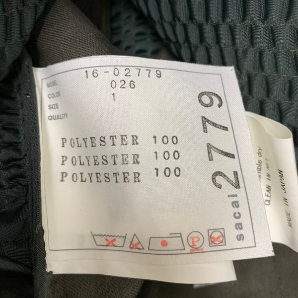 サカイ sacai ノーカラージャケット プリーツ フリル 16-02779 ジャケット カーキ 201LT-449