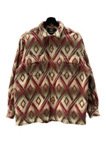 ダブルアールエル RRL 90s NATTVE WORKSHIRT ネイティブ ワークシャツ 三ツ星タグ USA製 厚手 ジャケット Ralph Lauren 薄茶 ジャケット 総柄 ベージュ Lサイズ 104MT-1363