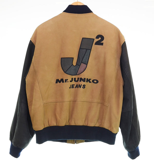 ミスタージュンコ Mr.JUNKO オール レザー スタジャン バイカラー Vintage 80'S 80年代 COW LEATHER カウレザー 牛革 M ジャケット マルチカラー Mサイズ 103MT-3441