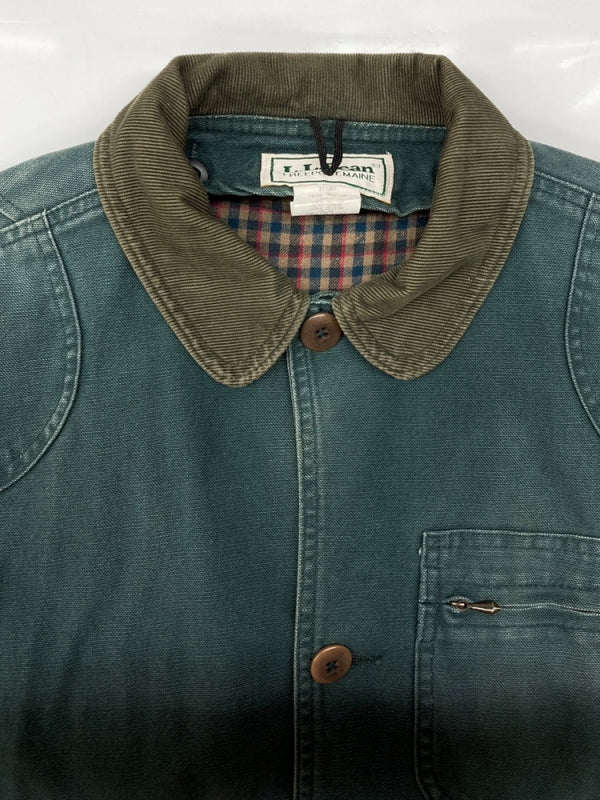 エルエルビーン L.L.Bean 80s HUNTING JACKET ハンティング ジャケット チェックネル ダック ボタン コート アウター USA製 緑 H147 ジャケット 無地 グリーン Sサイズ 104MT-1957