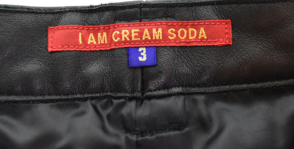 クリームソーダ CREAM SODA ファイヤーステッチ 牛革 レザーパンツ ボトムスその他 ブラック 3 103MB-697