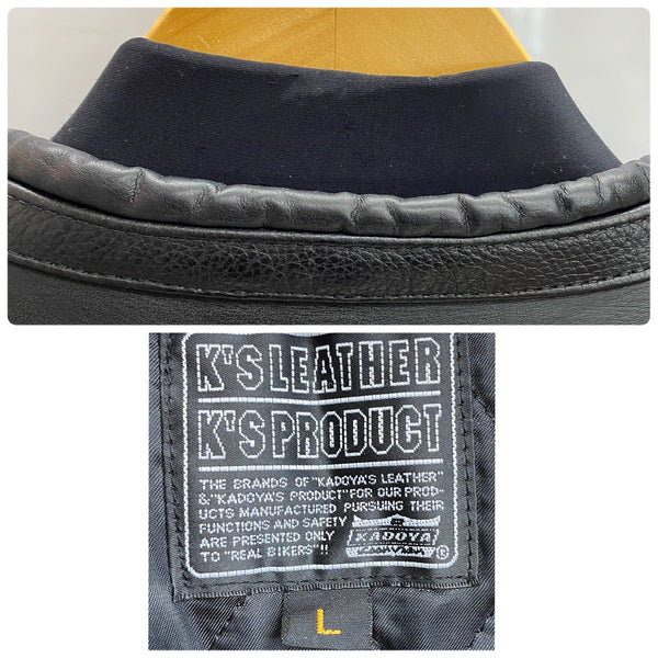 カドヤ KADOYA シングルライダース レザージャケット インナー付 ジャケット ブラック Lサイズ 201MT-4280