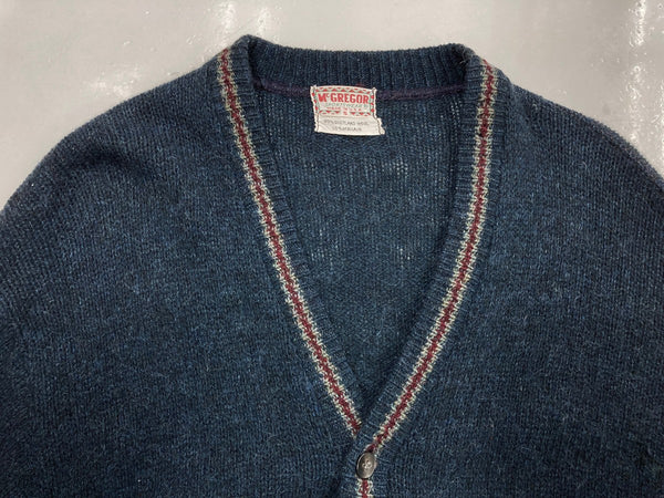 マックレガー McGREGOR 50's 60's VINTAGE MOHAIR CARDIGAN ヴィンテージ モヘアカーディガン ライン USA製 紺 カーディガン ライン ネイビー Sサイズ 104MT-677