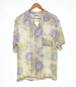 サンサーフ SUN SURF NIGHT BLOOMING CEREUS 月下美人柄 ALOHA SHIRT アロハ シャツ オープンカラー レーヨンシャツ SS32699 半袖シャツ ホワイト Lサイズ 103MT-2714