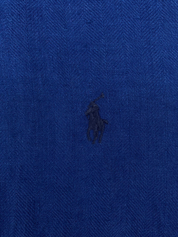 ラルフローレン RalphLauren 90s BLAKE LINEN S/S SHIRT リネン 半袖 シャツ ボタンダウン 刺繍 ショートスリーブ 青 半袖シャツ ワンポイント ブルー XLサイズ 104MT-2050