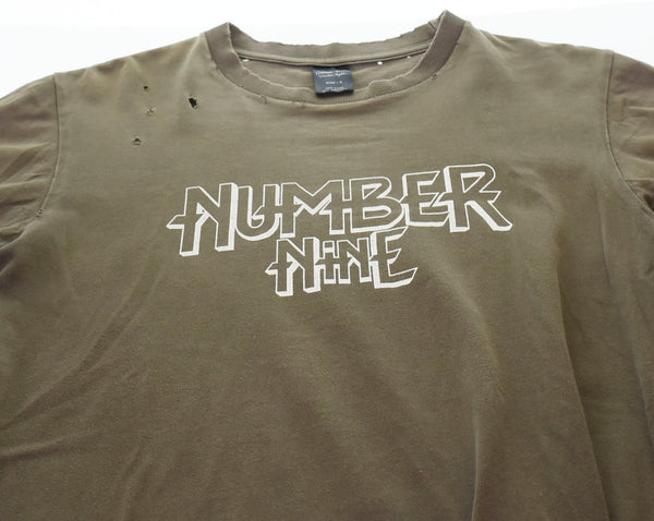 ナンバーナイン NUMBER (N)INE  04ss ドリーム期 ダメージ加工 半袖Tシャツ  2 Tシャツ プリント カーキ 103MT-260