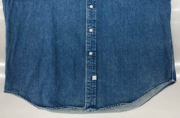 ラルフローレン RalphLauren 90s POLO BEAR DENIM SHIRT ポロ ベア デニム シャツ ボタンダウン 胸ポケット 刺繍 長袖 青 長袖シャツ ロゴ ブルー Lサイズ 104MT-2307