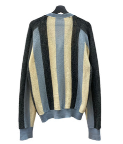 ヴィンテージ vintage ボールドストライプ ワイドストライプ グランジ ニット セーター 水色 灰色 生成り カーディガン ストライプ マルチカラー 104MT-1902