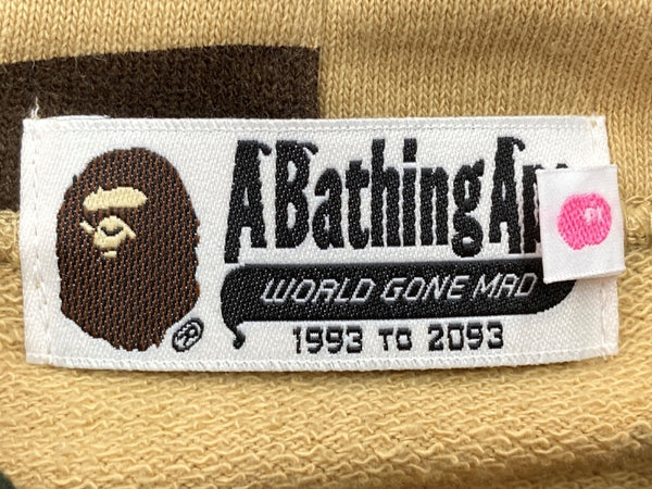 アベイシングエイプ A BATHING APE プルオーバー パーカー フーディ ダブルジップ カモフラ 迷彩柄 カモ ロゴ刺繍 コットン 日本製 BEIGE 1930-215-503 パーカ ワンポイント ベージュ Sサイズ 104LT-141