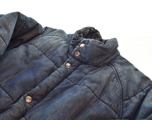 ア ベイシング エイプ A BATHING APE  Indigo Denim Puffer Jacket 中綿 パディング デニム  ジャケット ウォッシュ加工  ジャケット ブルー Sサイズ 103MT-2603