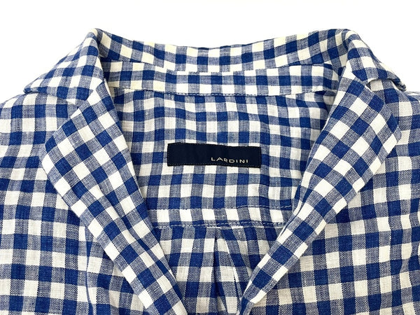 ラルディーニ LARDINI チェック リネン ジャケット BO-671/3 82000 XS ジャケット ブルー 601MT-43