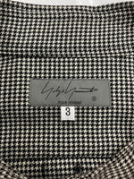 ヨウジヤマモト Yohji Yamamoto POUR HOMME ROLLER PRINT LONG BLOUSE ローラー プリント ロング ブラウス 千鳥柄 長袖 灰 HG-B26-043 サイズ 3 コート 総柄 グレー 104MT-1575