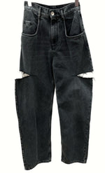 メゾンマルジェラ Maison Margiela スラッシュ ディテール カット アウト ジーンズ SLASH DETAIL CUT OUT JEANS DENIM BLACK 黒 S51LA0051 S30743 デニム 無地 グレー 104LB-7