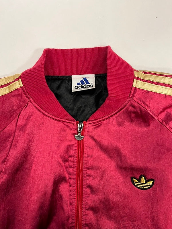 アディダス adidas 90s 00s トレフォイルロゴ 中綿ジャケット ブルゾン ヴィンテージ 赤 AA-8160 L-O ジャケット ワインレッド 101MT-5304