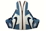 ナイキ NIKE 24年製 AIR JORDAN 1 RETRO HIGH OG DENIM エア ジョーダン レトロ ハイ デニム AJ1 白 青 FQ2947-100 メンズ靴 スニーカー ブルー 27.5cm 104S-643