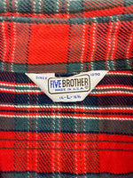 ファイブブラザー FIVE BROTHER 70s 80s ヴィンテージ チェックシャツ US古着 長袖シャツ レッド Lサイズ 101MT-3429