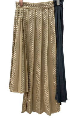 エイチアンドエム H&M × ロク rokh コラボ Wool-Blend Studded Skirt ウール ブレンド スタッズ プリーツ Y2K パンク BEIGE SIZE36 スカート 総柄 ベージュ 104LB-49