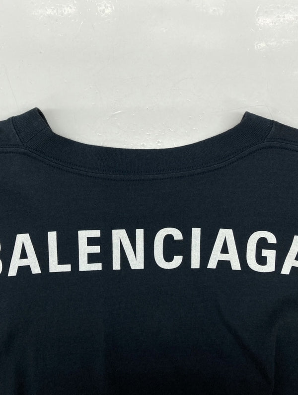 バレンシアガ BALENCIAGA BACK LOGO PRINT TEE バック ロゴ プリント Tシャツ 半袖 カットソー 紺 578124 TEV43 Tシャツ ロゴ ネイビー Lサイズ 104MT-1181