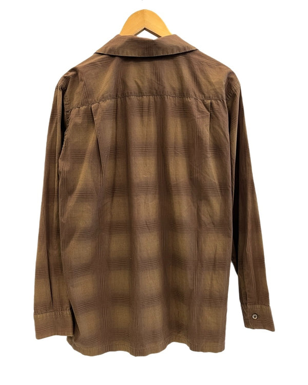 ニードルズ Needles オープンカラー チェックシャツ 開襟 茶 長袖シャツ ブラウン Mサイズ 101MT-5205