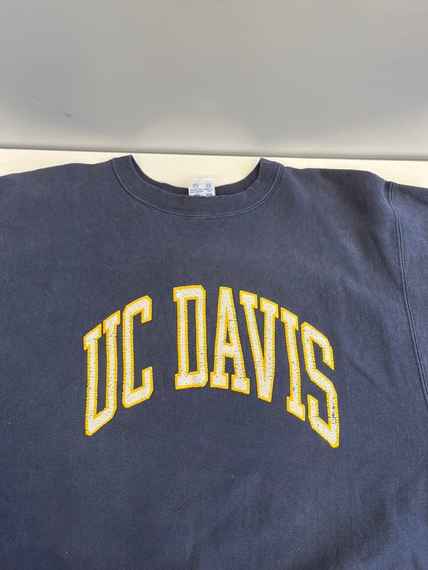 チャンピオン Champion 90s～ ヴィンテージ vintage 刺繍タグ リバースウィーブ REVERSE WEAVE US古着 カレッジプリント ラバー ひび割れ XL スウェット ネイビー LLサイズ 101MT-4947