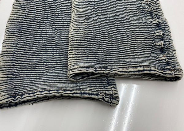 シーズアンドデジスト CEASE±DESIST RIBBED STACED DENIM リブ スタック デニム 青 ワンポイント デニム ブルー 34 104MB-331