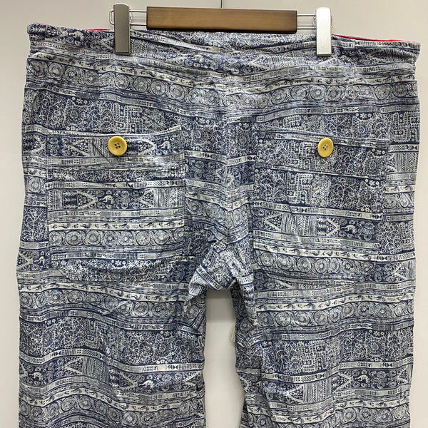 【曜日割引対象外】 キャピタル KAPITAL リネン 総柄 イージーパンツ ボトムスその他 ブルー Lサイズ 201MB-989 VB