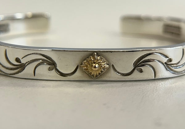 アリゾナフリーダム ARIZONA FREEDOM 唐草 太陽神 SILVER × K18 ブレスレット　シルバーアクセサリー アメカジ - メンズジュエリー・アクセサリー バングル シルバー 101G-196