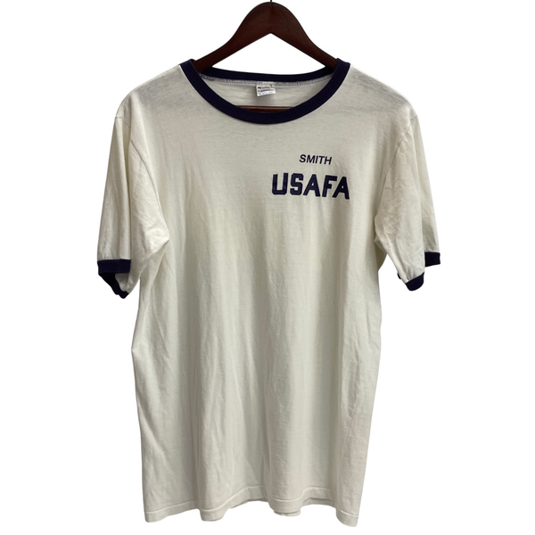 【曜日割引対象外】 チャンピオン Champion 80's USAFA トリコタグ USA製 リンガー Tシャツ ホワイト Lサイズ 201MT-4064 VB