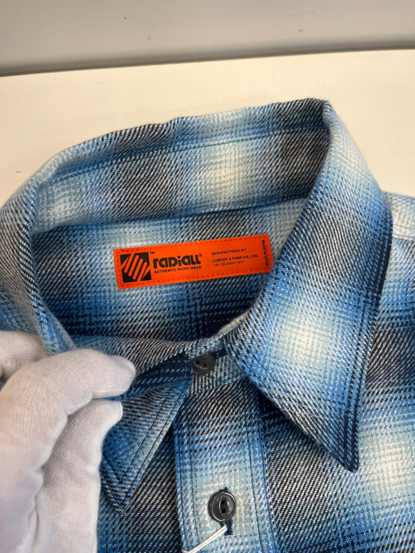 ラディアル RADIALL CHEV - REGULAR COLLARED SHIRT L/S シャドーチェックネルシャツ 青×白 チェック柄 Navy Check RAD-24SS-SH003-01 長袖シャツ マルチカラー Lサイズ 101MT-5147