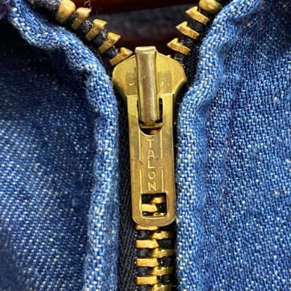 【曜日割引対象外】 ヴィンテージ vintage 50's~60's デニムカバーオール 襟コーデュロイ TALON zip ジャケット ブルー 42サイズ 201MT-3576 VB