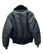 アルファインダストリーズ ALPHA INDUSTRIES B-15D FLIGHT JACKET フライト ジャケット MA-1 襟ファー ジップアップ アウター 黒 ジャケット ロゴ ブラック Mサイズ 104MT-2145