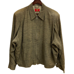 【曜日割引対象外】 クリームソーダ CREAM SODA 80's 90's 金タグ ジップアップ ブルゾン レーヨン かすり ジャケット ベージュ 201MT-4784 VB