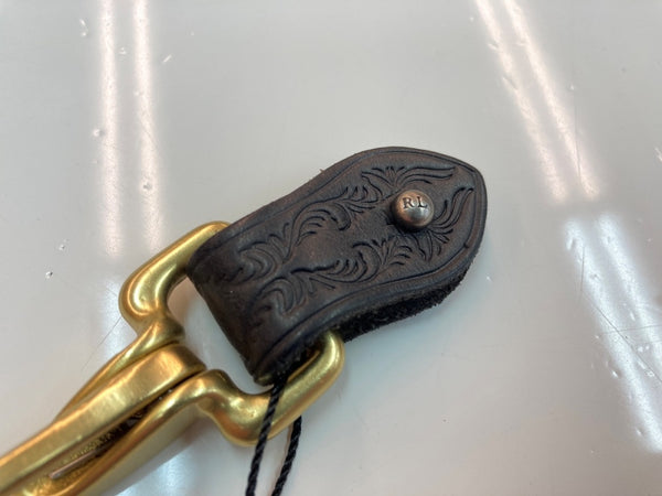 ダブルアールエル RRL LEATHER KEY CHAIN レザー キー チェーン キーリング キーホルダー Ralph Lauren ラルフローレン 黒 金 メンズジュエリー ウォレットチェーン・キーチェーン ロゴ ゴールド 104A-65
