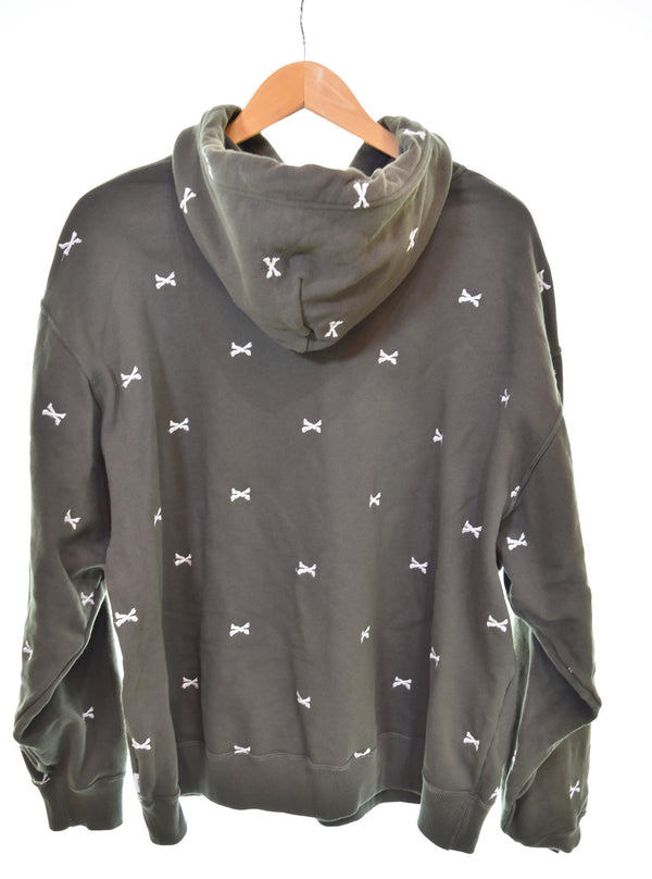 ダブルタップス WTAPS 22AW ACNE HOODY CTPL TEXTILE クロスボーン 刺繍 総柄 パーカー 22ATDT-CSM26  4 パーカ グリーン 103MT-3058