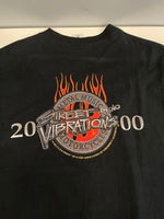 ハーレーダビッドソン Harley-Davidson 00's 00s Street Vibrations 2000 ストリートバイブレーション メタル ミュージック 炎 プリント 黒 バイカー Tシャツ ブラック Lサイズ 101MT-4531