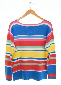ラルフローレン RalphLauren 90s Ralph Lauren COUNTRY ボーダー ボートネック コットンニット セーター マルチカラー Mサイズ 103MT-2713