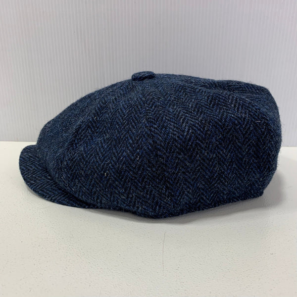【中古】ハリスツイード MANNIX HAT Co  8パネル 帽子 メンズ帽子 ハンチング・キャスケット ネイビー 201goods-798