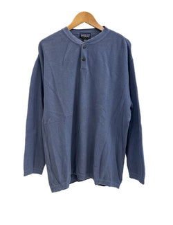 パタゴニア PATAGONIA ヘンリーネック 長袖カットソー USA製 無地 ロンT ブルー Lサイズ 101MT-4778