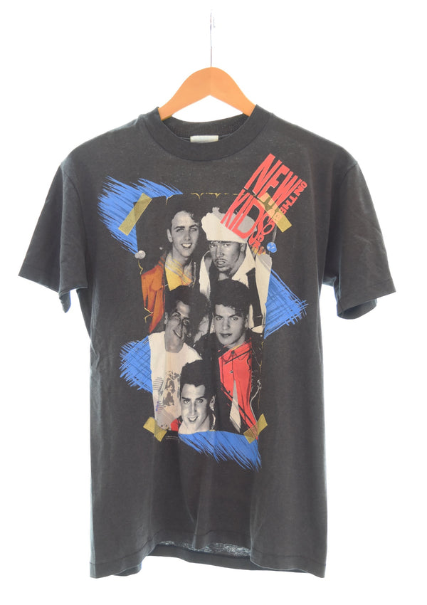 US US古着 90S NEW KIDS ON THE BLOCK バンド ツアー Tシャツ 黒 38-40 Tシャツ ブラック 103MT-2063
